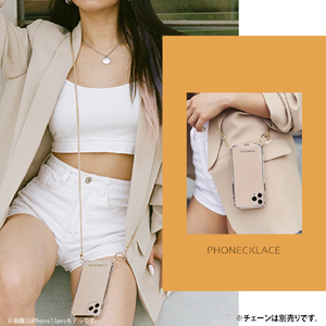 PHONECKLACE iPhone 14 Pro用ストラップ用リング付きクリアケース ガンブラックチャーム PN23879I14PBK-イメージ13