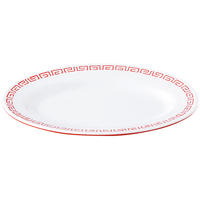 エンテック 中華小判皿(8吋) 白/赤 FC73268-CA-24