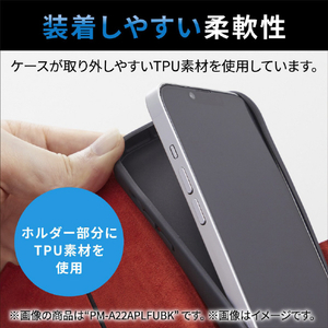エレコム iPhone 14/13用ソフトレザーケース 磁石付 耐衝撃 ステッチ ネイビー PM-A22APLFYNV-イメージ4