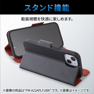 エレコム iPhone 14/13用ソフトレザーケース 磁石付 耐衝撃 ステッチ ネイビー PM-A22APLFYNV-イメージ5
