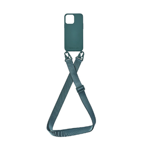 PHONECKLACE iPhone 14 Pro用バンドショルダーストラップ付きシリコンケース アーミーグリーン PN23882I14PGN-イメージ1