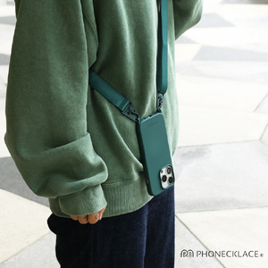 PHONECKLACE iPhone 14 Pro用バンドショルダーストラップ付きシリコンケース アーミーグリーン PN23882I14PGN-イメージ10