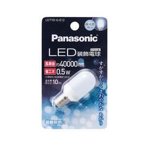 パナソニック LED電球 E12口金 全光束10lm(0．5W装飾電球 T形タイプ) 昼光色相当 LDT1DGE12-イメージ1