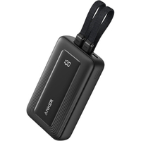 Anker Zolo Power Bank (10000mAh, 30W, Built-In USB-C / ライトニングケーブル) ブラック A1680N11