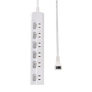 エルパ 電源タップ6個口2m ホワイト WLK-R62LW-イメージ3