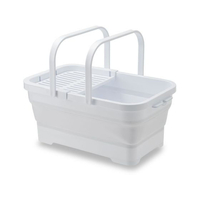 伊勢藤 おり畳めるバスケット 15L ちょい置きトレー付 ホワイト FC000TJ-I-643