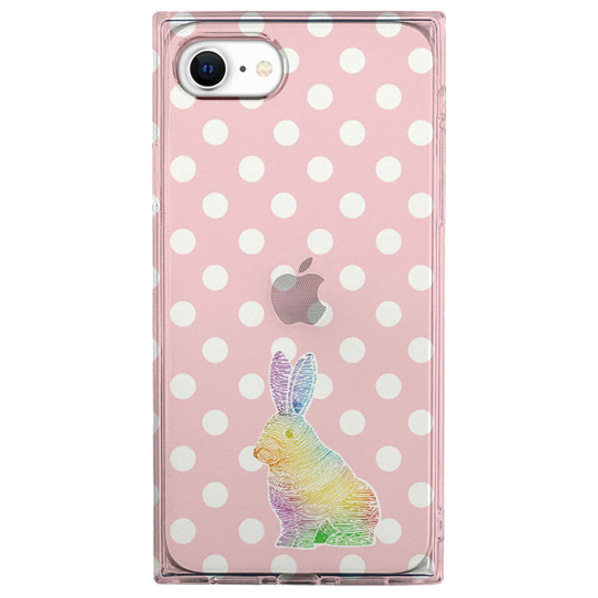 エディオンネットショップ Akan Ak185i9 Iphone Se 第2世代 8 7用スクエアケース 虹色ウサギちゃん ピンク