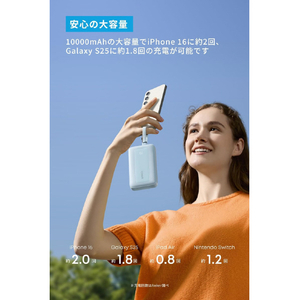 Anker Zolo Power Bank (10000mAh, 30W, Built-In USB-C / ライトニングケーブル) ホワイト A1680N21-イメージ4