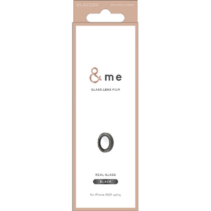 エレコム iPhone 16e用&me カメラレンズガラスフィルム ラインストーン ブラック PM-A25SFLLGRBK-イメージ1