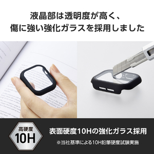 エレコム Apple Watch Series 10(42mm)用フルカバーケース プレミアムガラス/高透明 ブラック AW-24BFCGBK-イメージ4