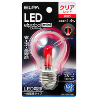 エルパ LED装飾電球 E26口金 1．4W一般電球タイプ クリアレッド LDA1CR-G-G557