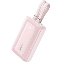 Anker Zolo Power Bank (10000mAh, 30W, Built-In USB-C / ライトニングケーブル) ピンク A1680N51