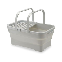 伊勢藤 おり畳めるバスケット 15L ちょい置きトレー付 グレー FC002TJ-I-643