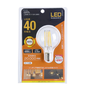 オーム電機 LED電球 E17口金 全光束489lm(3．5W特殊電球サイズ) 電球色相当 LDA4L-E17 C6/LBG5-イメージ1