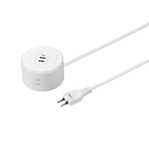 ヤザワ 丸型タップ4個口PD20W1．5m ホワイト H47015PD20WH-イメージ1