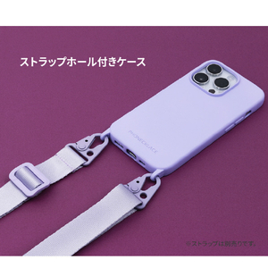 PHONECKLACE iPhone 14 Pro用ストラップホール付きシリコンケース ラベンダー PN23890I14PLV-イメージ4