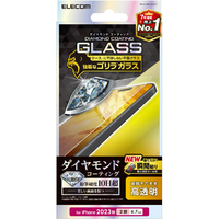 エレコム iPhone 15 Plus用ガラスフィルム ダイヤモンドコーティング ゴリラ0．21mm 高透明 PM-A23BFLGDCO