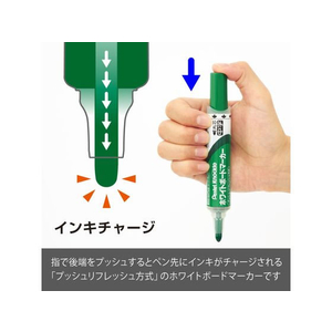 ぺんてる ホワイトボードマーカー ノックル 中字 緑 10本 1箱(10本) F837948-EMWLM-D-イメージ3