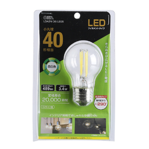 オーム電機 LED電球 E26口金 全光束489lm(3．4W特殊電球サイズ) 昼白色相当 LDA3N C6/LBG5-イメージ1