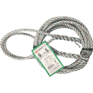 ユタカメイク 台付ロープ PE&PP混紡ロープ 9mm×5m グレー95 FC406GF-8552739-イメージ1