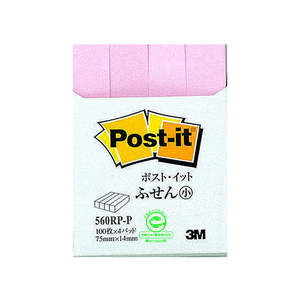 3M ポスト・イット ふせん小 再生紙 75×14mm ピンク 4冊 F867993-560RP-P-イメージ1