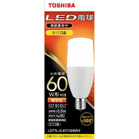 東芝 LED電球 E17口金 全光束810lm(6．8W T形電球タイプ 全方向タイプ) 電球色相当 LDT7LGE17S60V1