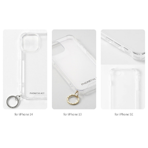 PHONECKLACE iPhone 14 Plus用チェーンショルダーストラップ付きクリアケース シルバー PN23892I14MSV-イメージ13