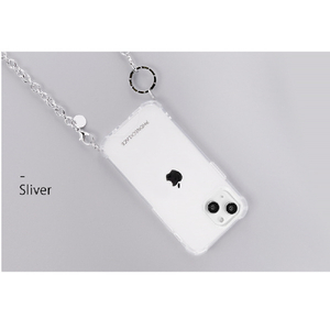 PHONECKLACE iPhone 14 Plus用チェーンショルダーストラップ付きクリアケース シルバー PN23892I14MSV-イメージ6