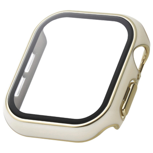 エレコム Apple Watch Series 10(42mm)用フルカバーケース プレミアムガラス/高透明/ゴールドライン &me ホワイト AW-24BFCGJWH-イメージ1