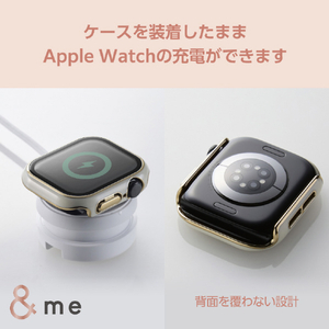 エレコム Apple Watch Series 10(42mm)用フルカバーケース プレミアムガラス/高透明/ゴールドライン &me ホワイト AW-24BFCGJWH-イメージ7