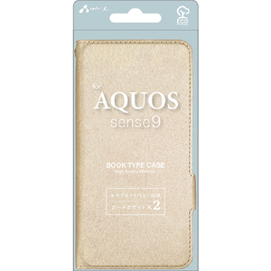 エアージェイ AQUOS sense9用シャイニー手帳型ケース シャンパンゴールド AC-AQS9 SHY SG-イメージ1
