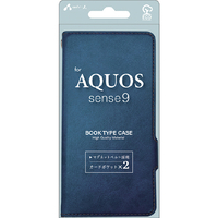 エアージェイ AQUOS sense9用ソフトレザー手帳型ケース ブルー AC-AQS9 PB BL