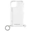 PHONECKLACE iPhone 14 Plus用ストラップ用リング付きクリアケース シルバーチャーム PN23894I14MSV