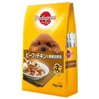 マースジャパンリミテッド ペディグリー　成犬用　ビーフ＆チキン＆緑黄色野菜　70g×3袋 P117PEDﾊﾟｳﾁBCﾔｻｲ3P