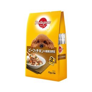 マースジャパンリミテッド ペディグリー　成犬用　ビーフ＆チキン＆緑黄色野菜　70g×3袋 P117PEDﾊﾟｳﾁBCﾔｻｲ3P-イメージ1