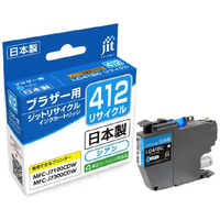 JIT 互換リサイクルインクカートリッジ [ブラザー LC412C] シアン シアン JIT-B412C