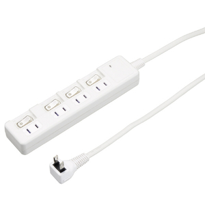 ヤザワ 雷ガｰド付4個口節電タップ5m ホワイト H8KS445WH-イメージ1