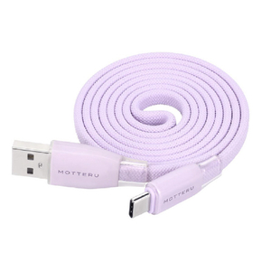 MOTTERU マグネットフラットケーブル USB-A-C 1m ペールアイリス MOT-MGFAC100-PU-イメージ1