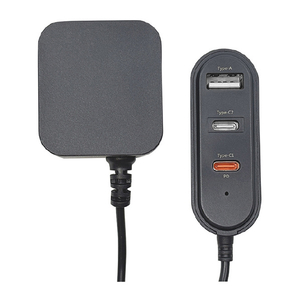 ラスタバナナ PD20W対応 TYPE-C×2ポート/USB1ポート AC充電器 1．2M延長 チャコールグレー R12AC2CA20W01CGRY-イメージ1