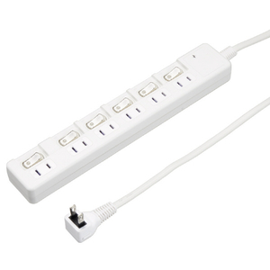 ヤザワ 雷ガｰド付6個口節電タップ5m ホワイト H8KS665WH-イメージ1