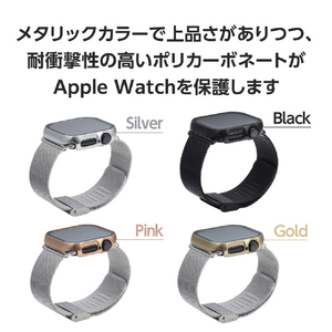 エレコム Apple Watch Series 10(42mm)用フルカバーケース プレミアムガラス/高透明/メタリック ゴールド AW-24BFCGPGD-イメージ4