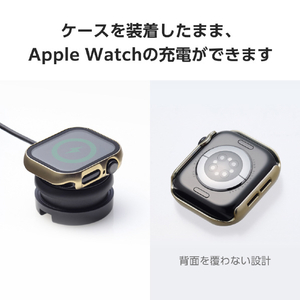 エレコム Apple Watch Series 10(42mm)用フルカバーケース プレミアムガラス/高透明/メタリック ゴールド AW-24BFCGPGD-イメージ7
