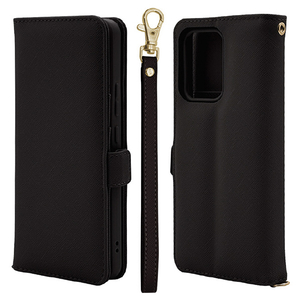 ラスタバナナ OPPO Reno13 A用ハンドストラップ付き手帳型ケース ブラック 8832OR13ABHSBK-イメージ1