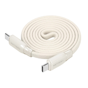 MOTTERU マグネットフラットケーブル USB-C-C 1m アーモンドミルク MOT-MGFCC100-AM-イメージ1