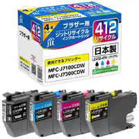 JIT 互換リサイクルインクカートリッジ [ブラザー LC412-4PK] 4色パック 4色パック JIT-B4124P