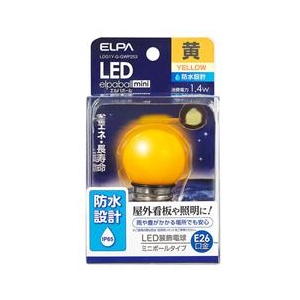 エルパ LED電球 E26口金 1．4W装飾電球 ミニボールタイプ 黄色 elpaball mini LDG1Y-G-GWP253-イメージ1