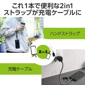 エレコム 充電ケーブルハンドストラップ ブラック P-STHH1CC08BK-イメージ2