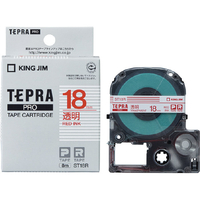 キングジム テプラ PROテープカートリッジ 透明ラベル 18mm幅 透明/赤文字 ST18R