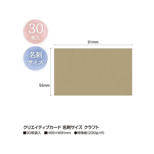 タカ印 クリエイティブカード 名刺サイズ クラフト 30枚×5冊 FC449SH-16-3001-イメージ2
