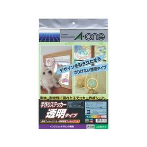 エーワン 手作りステッカー IJ用 A4 ノーカット 透明 3シート F863365-28873-イメージ2